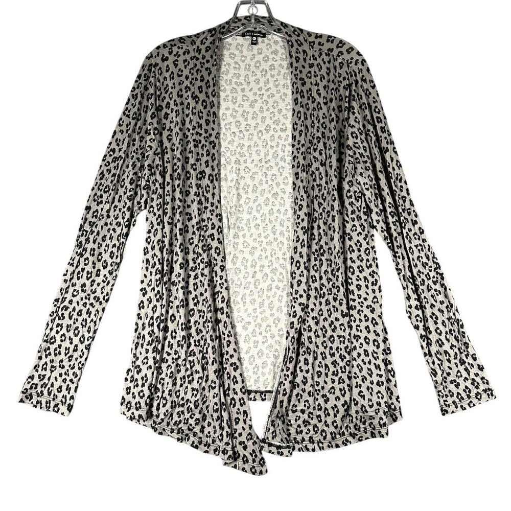 Tart Intimates Womens XL Gray Animal Print Open Front High‎ Low Cardigan Sweater